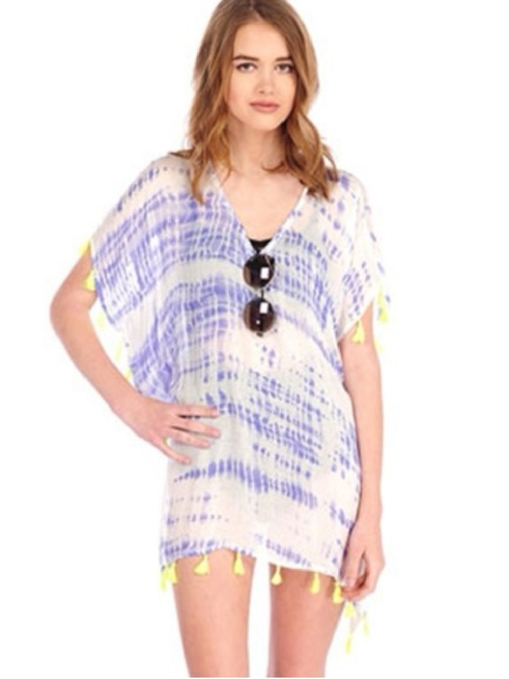 Surf Gypsy blue-and-white tie-dye poncho cover-up size medium
